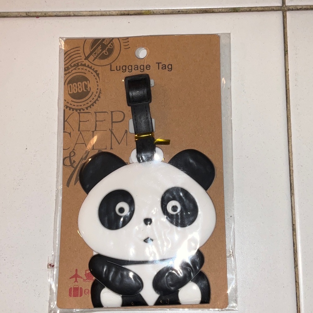 NIB Panda Luggage Tag for Kids - Black and White